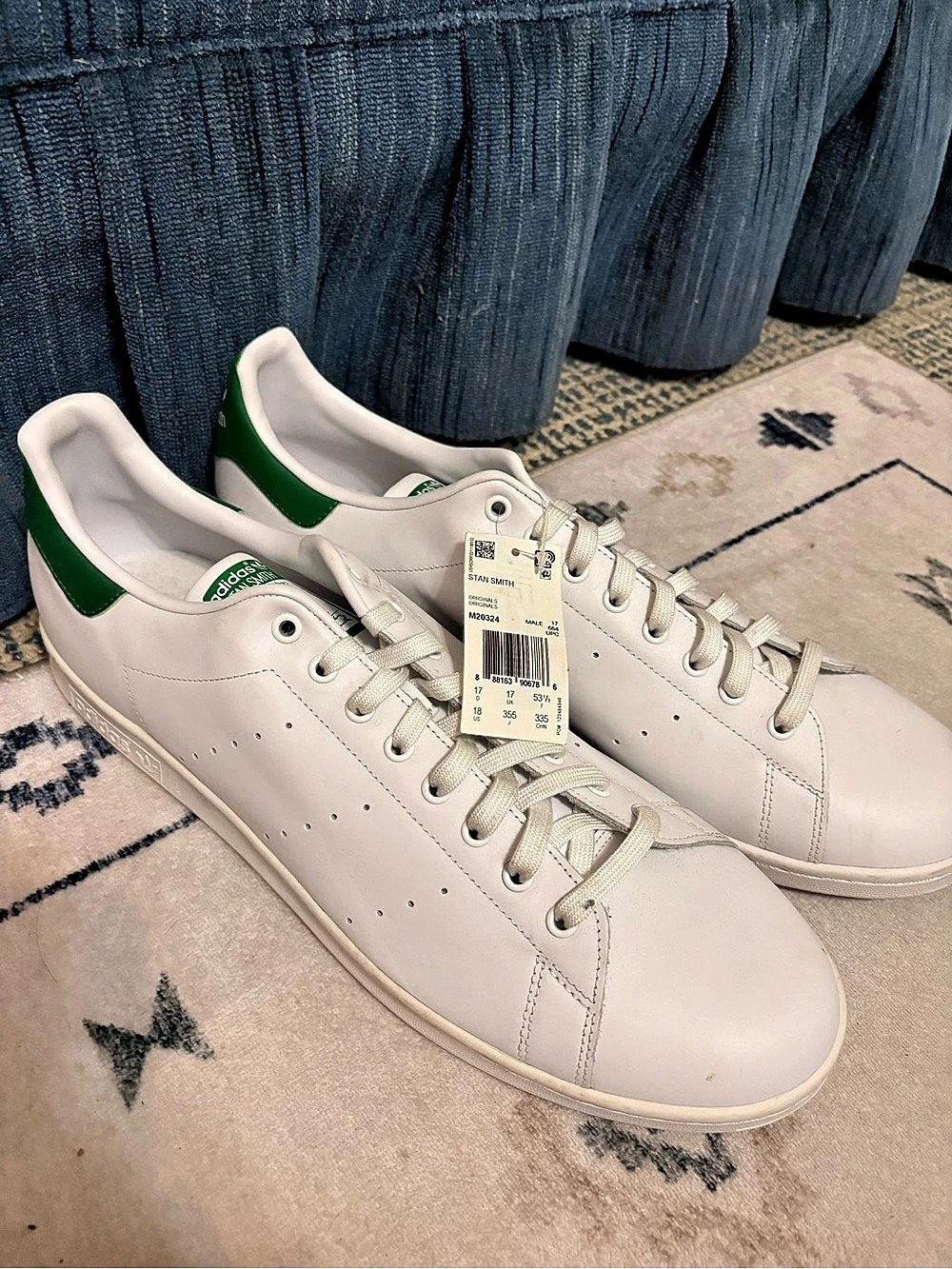 adidas Stan Smith Sneakers White & Green US 18 NWT